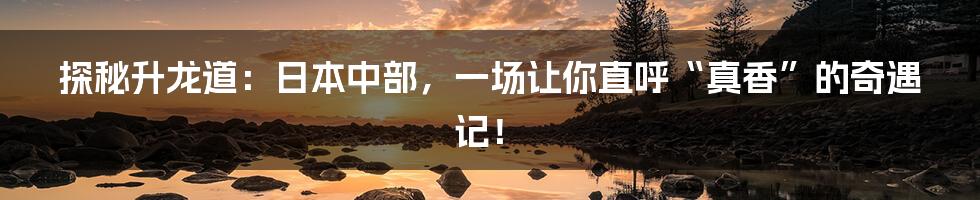 探秘升龙道:日本中部,一场让你直呼“真香”的奇遇记!