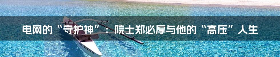 电网的“守护神”:院士郑必厚与他的“高压”人生