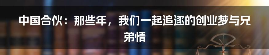 中国合伙:那些年,我们一起追逐的创业梦与兄弟情