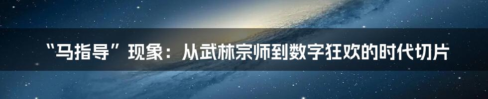 “马指导”现象:从武林宗师到数字狂欢的时代切片