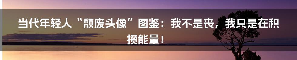 当代年轻人“颓废头像”图鉴:我不是丧,我只是在积攒能量!