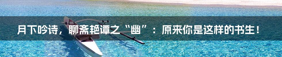 月下吟诗，聊斋艳谭之“幽”：原来你是这样的书生！
