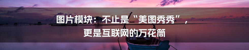 图片模块:不止是“美图秀秀”, 更是互联网的万花筒