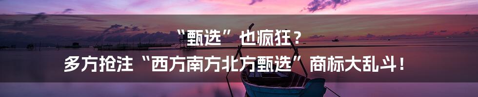 “甄选”也疯狂? 多方抢注“西方南方北方甄选”商标大乱斗!