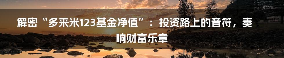 解密“多来米123基金净值”:投资路上的音符,奏响财富乐章