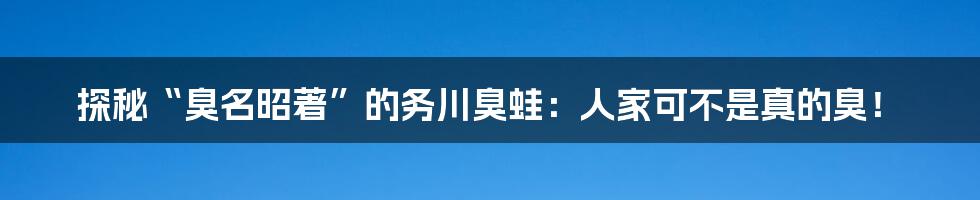 探秘“臭名昭著”的务川臭蛙:人家可不是真的臭!