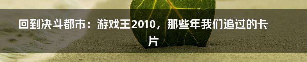 回到决斗都市:游戏王2010,那些年我们追过的卡片