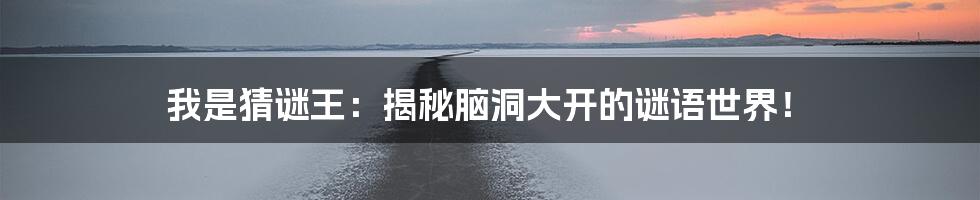 我是猜谜王：揭秘脑洞大开的谜语世界！