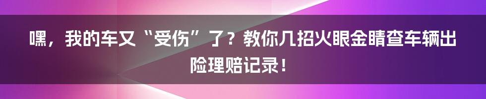嘿,我的车又“受伤”了?教你几招火眼金睛查车辆出险理赔记录!
