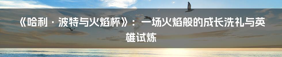 《哈利·波特与火焰杯》:一场火焰般的成长洗礼与英雄试炼