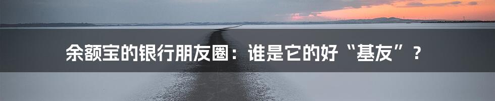 余额宝的银行朋友圈:谁是它的好“基友”?
