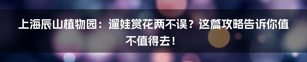 上海辰山植物园:遛娃赏花两不误?这篇攻略告诉你值不值得去!