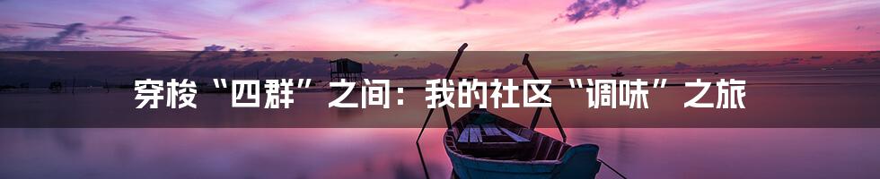 穿梭“四群”之间:我的社区“调味”之旅