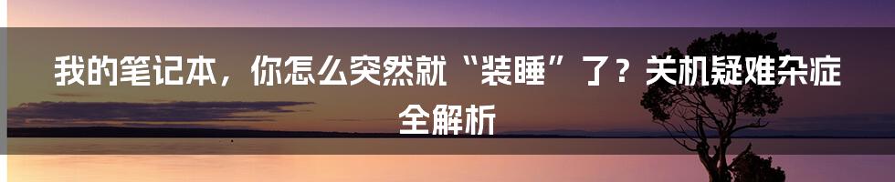 我的笔记本，你怎么突然就“装睡”了？关机疑难杂症全解析