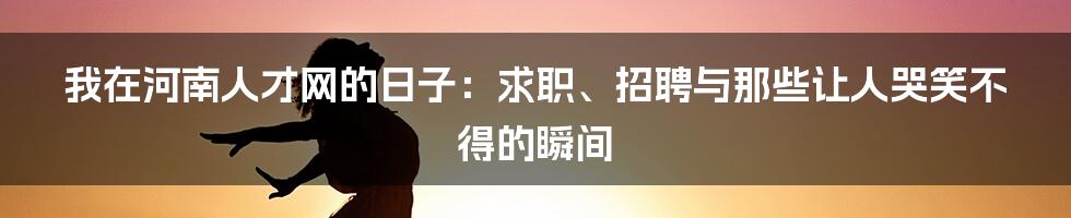 我在河南人才网的日子:求职、招聘与那些让人哭笑不得的瞬间