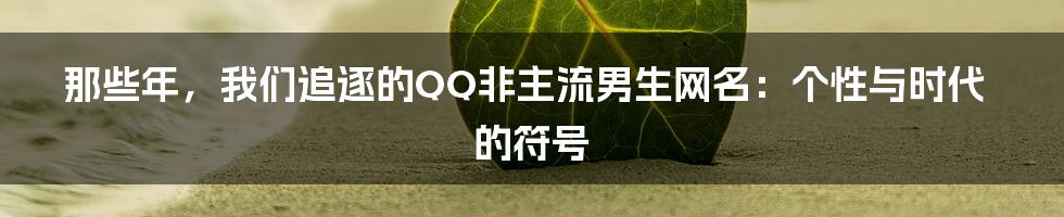 那些年,我们追逐的QQ非主流男生网名:个性与时代的符号