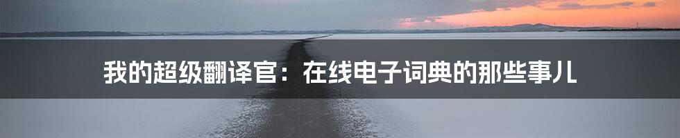我的超级翻译官:在线电子词典的那些事儿
