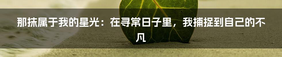 那抹属于我的星光：在寻常日子里，我捕捉到自己的不凡