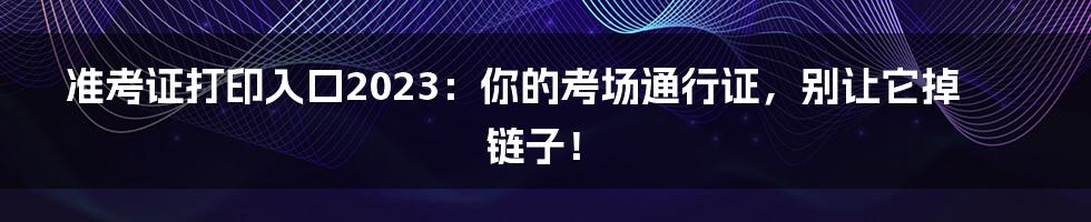 准考证打印入口2023:你的考场通行证,别让它掉链子!