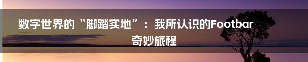 数字世界的“脚踏实地”:我所认识的Footbar奇妙旅程