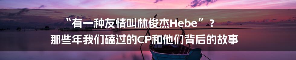 “有一种友情叫林俊杰Hebe”? 那些年我们磕过的CP和他们背后的故事