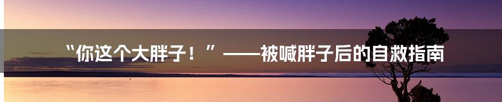 “你这个大胖子!”——被喊胖子后的自救指南