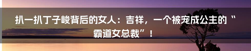 扒一扒丁子峻背后的女人：吉祥，一个被宠成公主的“霸道女总裁”！