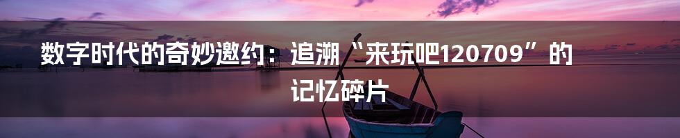 数字时代的奇妙邀约:追溯“来玩吧120709”的记忆碎片