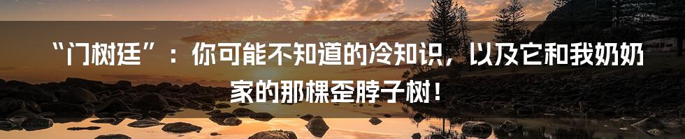 “门树廷”:你可能不知道的冷知识,以及它和我奶奶家的那棵歪脖子树!