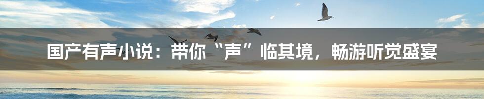 国产有声小说:带你“声”临其境,畅游听觉盛宴