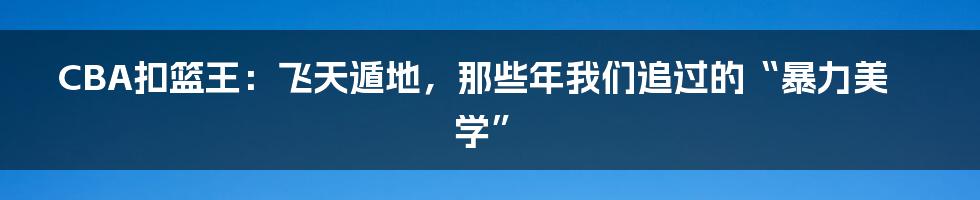 CBA扣篮王:飞天遁地,那些年我们追过的“暴力美学”