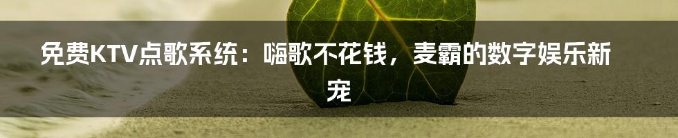 免费KTV点歌系统:嗨歌不花钱,麦霸的数字娱乐新宠