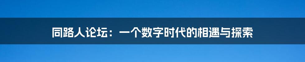 同路人论坛:一个数字时代的相遇与探索