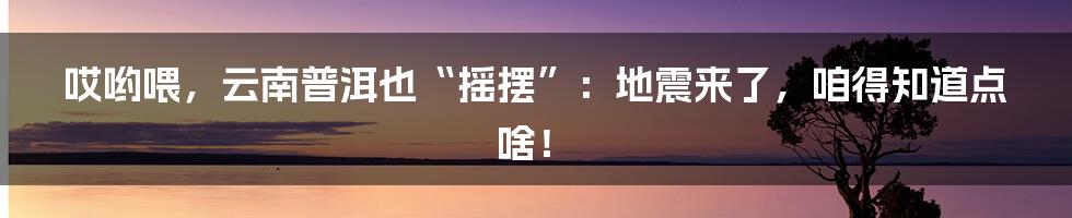 哎哟喂,云南普洱也“摇摆”:地震来了,咱得知道点啥!