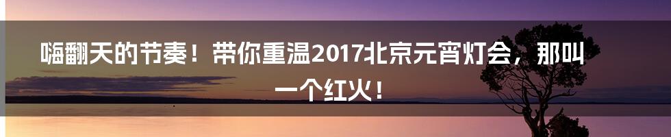 嗨翻天的节奏!带你重温2017北京元宵灯会,那叫一个红火!