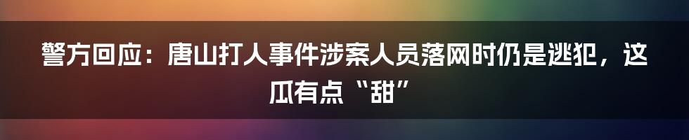 警方回应:唐山打人事件涉案人员落网时仍是逃犯,这瓜有点“甜”