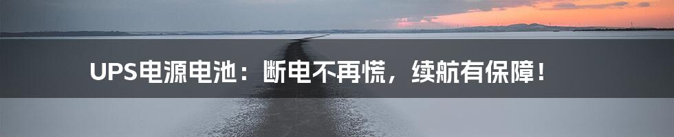 UPS电源电池:断电不再慌,续航有保障!