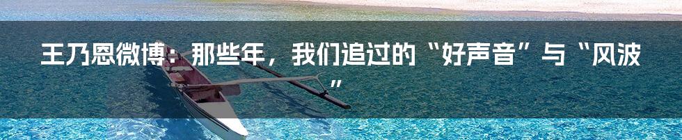 王乃恩微博:那些年,我们追过的“好声音”与“风波”