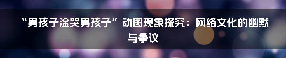 “男孩子淦哭男孩子”动图现象探究:网络文化的幽默与争议