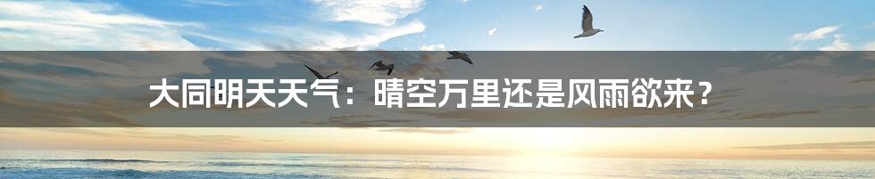 大同明天天气:晴空万里还是风雨欲来?