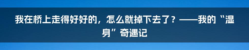 我在桥上走得好好的,怎么就掉下去了?——我的“湿身”奇遇记