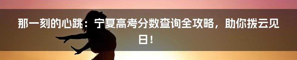 那一刻的心跳:宁夏高考分数查询全攻略,助你拨云见日!
