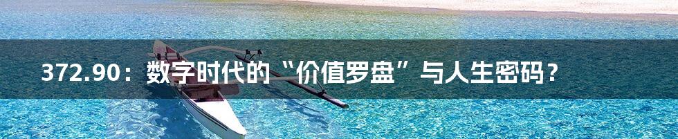 372.90:数字时代的“价值罗盘”与人生密码?