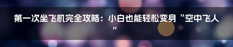 第一次坐飞机完全攻略：小白也能轻松变身“空中飞人”