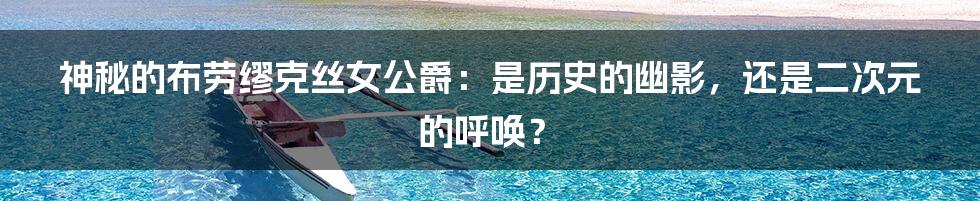 神秘的布劳缪克丝女公爵:是历史的幽影,还是二次元的呼唤?