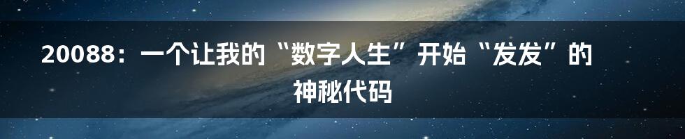20088:一个让我的“数字人生”开始“发发”的神秘代码
