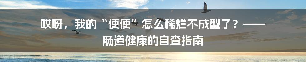 哎呀，我的“便便”怎么稀烂不成型了？—— 肠道健康的自查指南