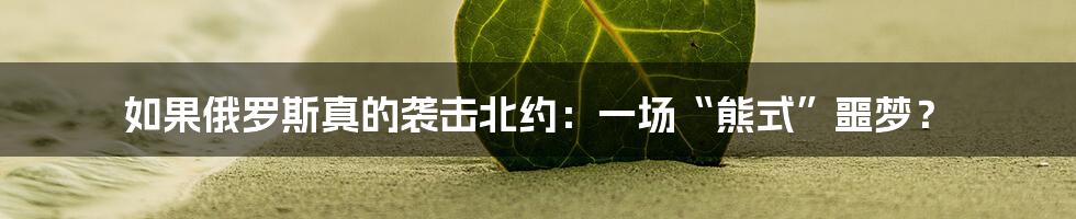 如果俄罗斯真的袭击北约：一场“熊式”噩梦？