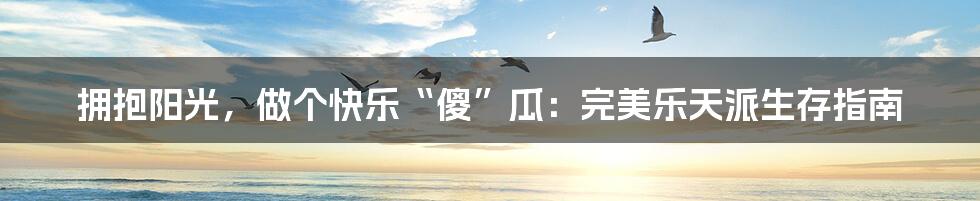 拥抱阳光,做个快乐“傻”瓜:完美乐天派生存指南