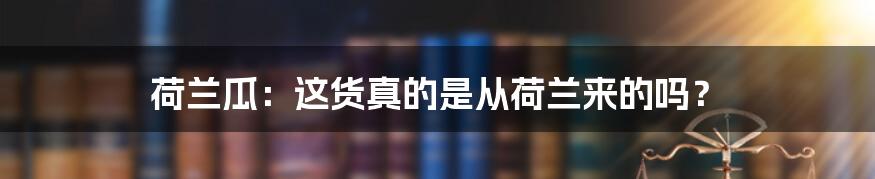 荷兰瓜：这货真的是从荷兰来的吗？